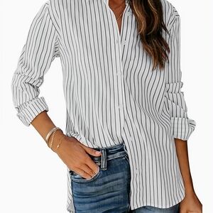 Women's Striped Button-Up Shirt